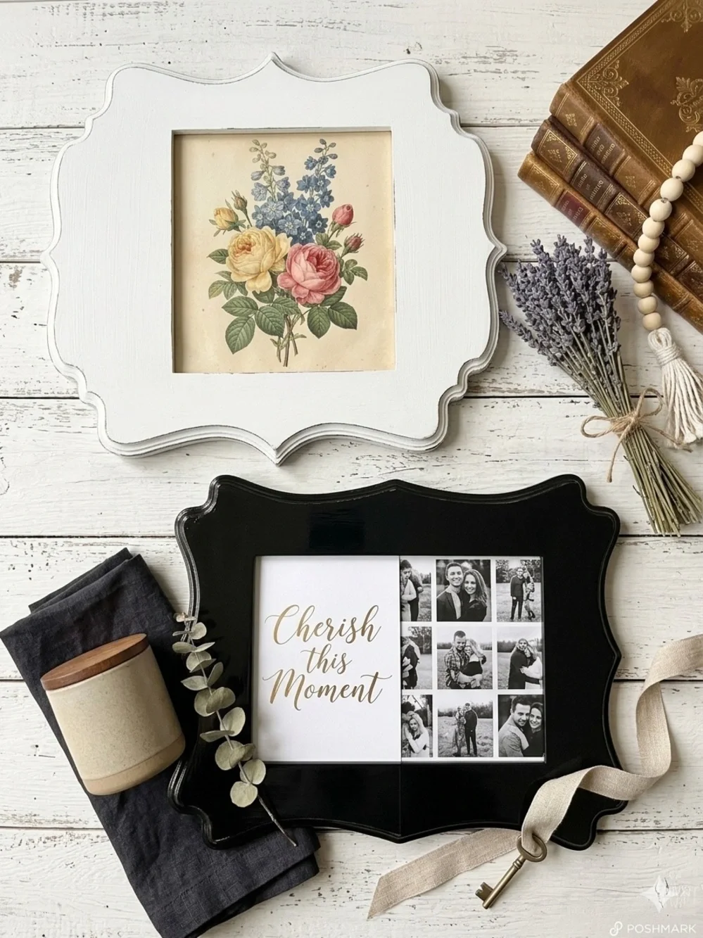 Set of 2 5”x7” Modern Farmhouse Classic Scalloped Wood Picture Frame